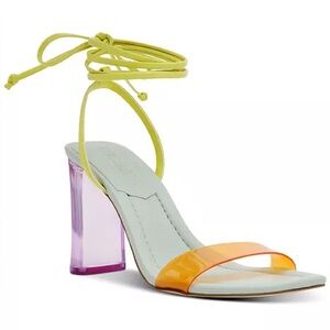 Steve Madden Yellow Elvy Ankle Wrap Block Heel Sandal